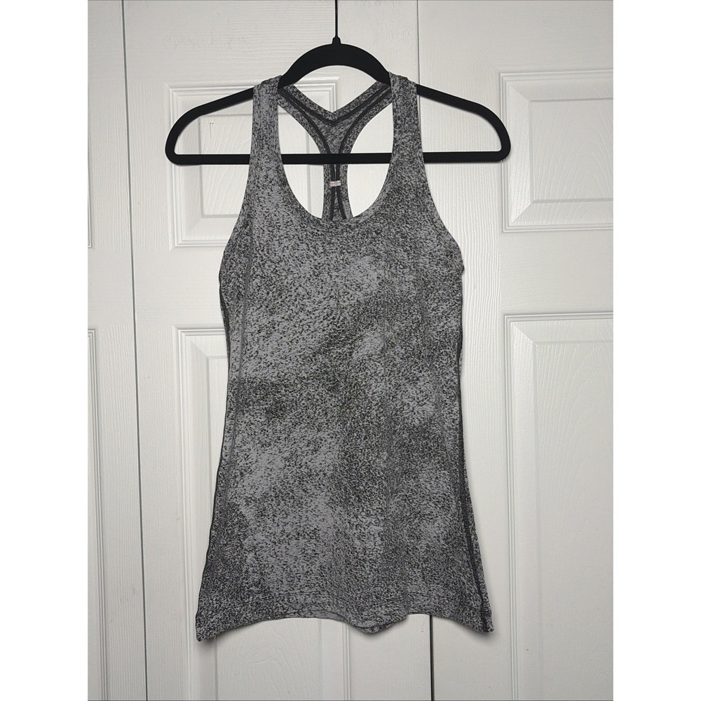 Lululemon Cool Racerback Tank Top Womens Size 4 Grey Static Yoga Gym Athletic